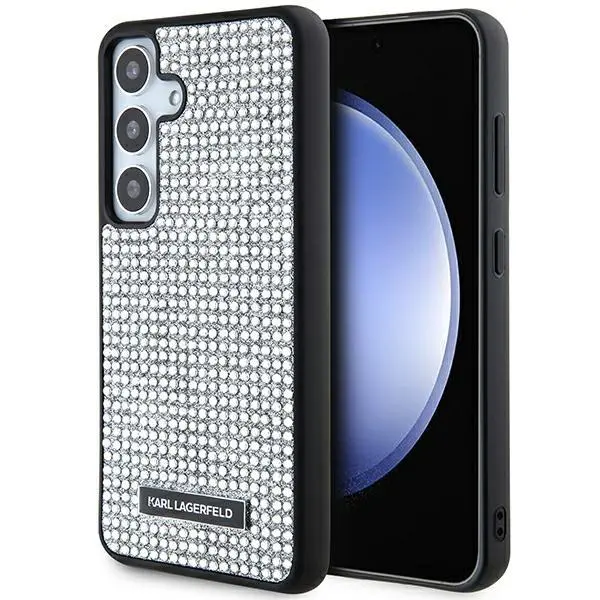 Etui Karl Lagerfeld Rhinestone Logo Metal Plate do Samsung Galaxy S24 Srebrny