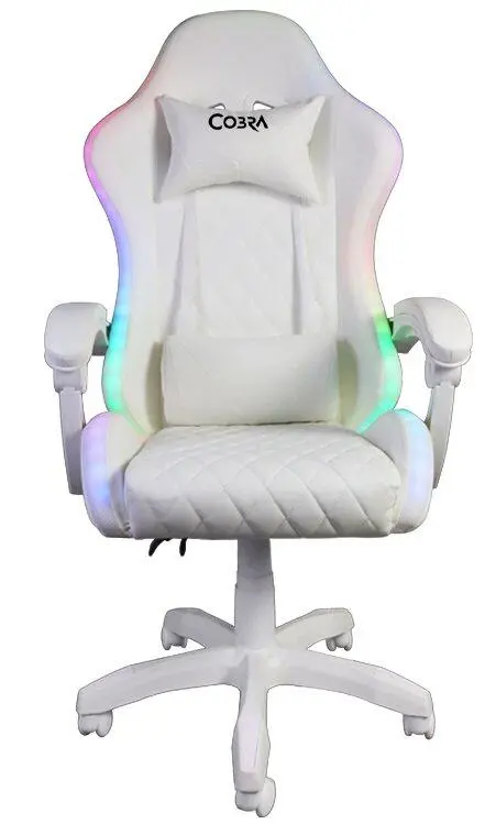 Fotel Cobra WS8153 Gamingowy do 120kg Skóra ECO Oświetlenie RGB Głośniki Bluetooth Biały