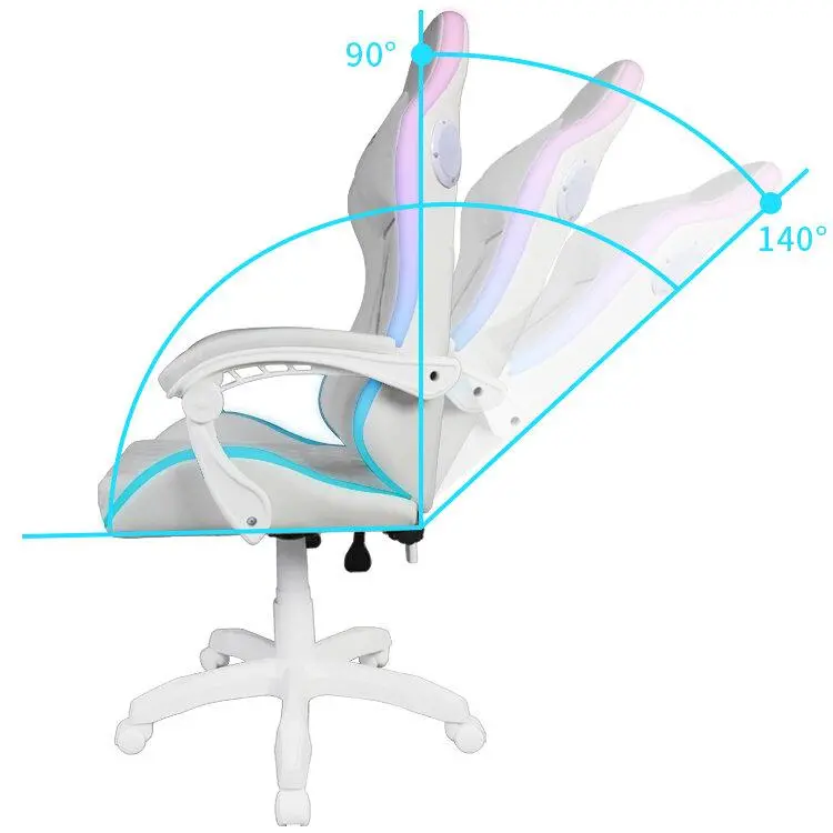 Fotel Cobra WS8153 Gamingowy do 120kg Skóra ECO Oświetlenie RGB Głośniki Bluetooth Biały