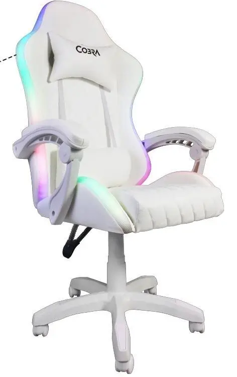 Fotel Cobra WS8153 Gamingowy do 120kg Skóra ECO Oświetlenie RGB Głośniki Bluetooth Biały