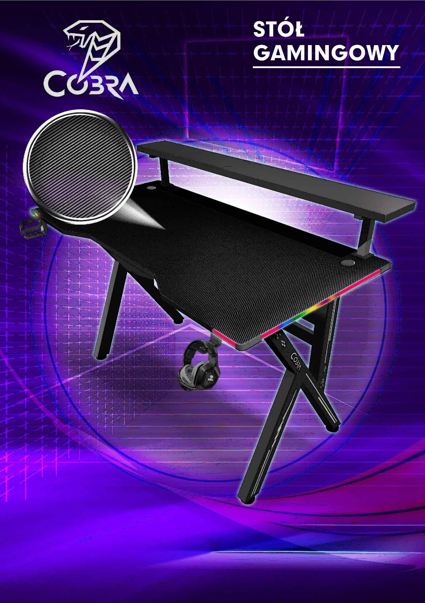 Biurko Cobra CRF4010RGB 120cm Czarny