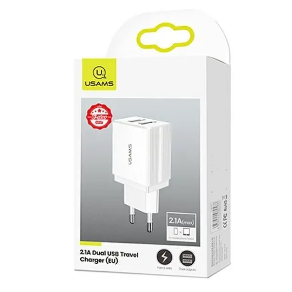 Ładowarka sieciowa USAMS 2x USB T24 2,1A Biały