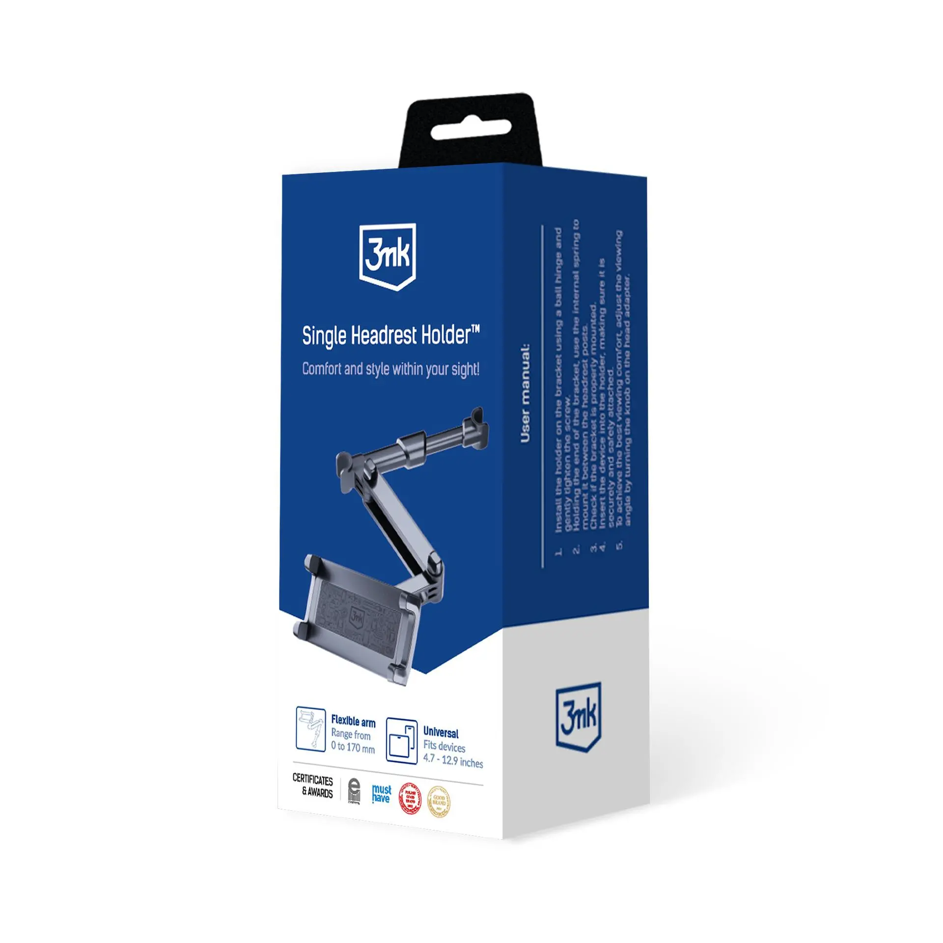 Uchwyt samochodowy 3mk Single Headrest Holder Czarny