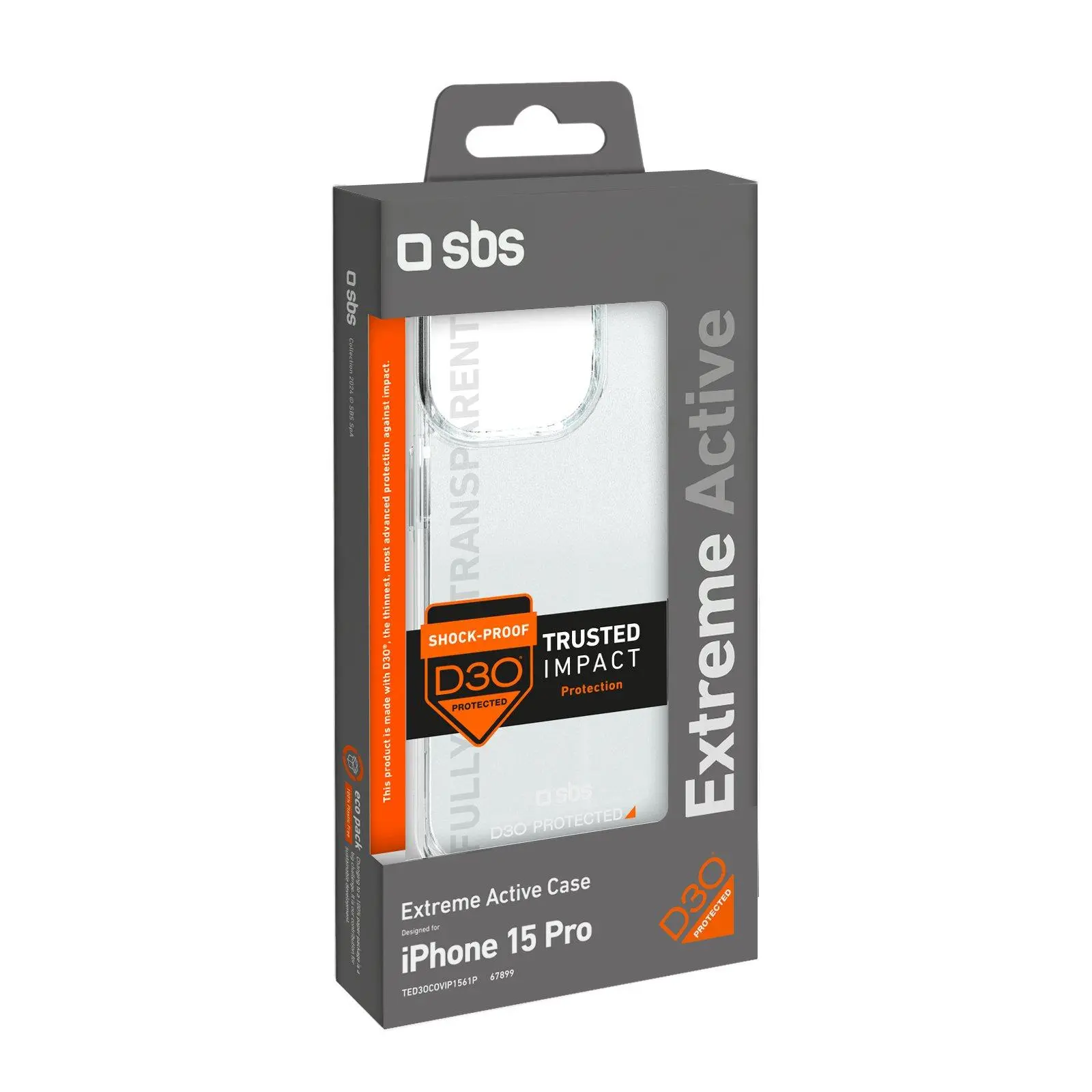 Etui SBS D3O do iPhone 15 Pro Przeźroczysty