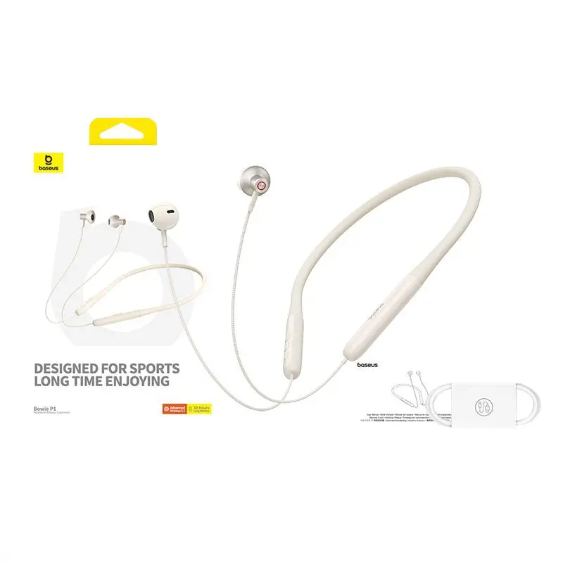 Słuchawki bezprzewodowe Baseus Bowie P1 2023 Douszne Bluetooth 5.2 Biały