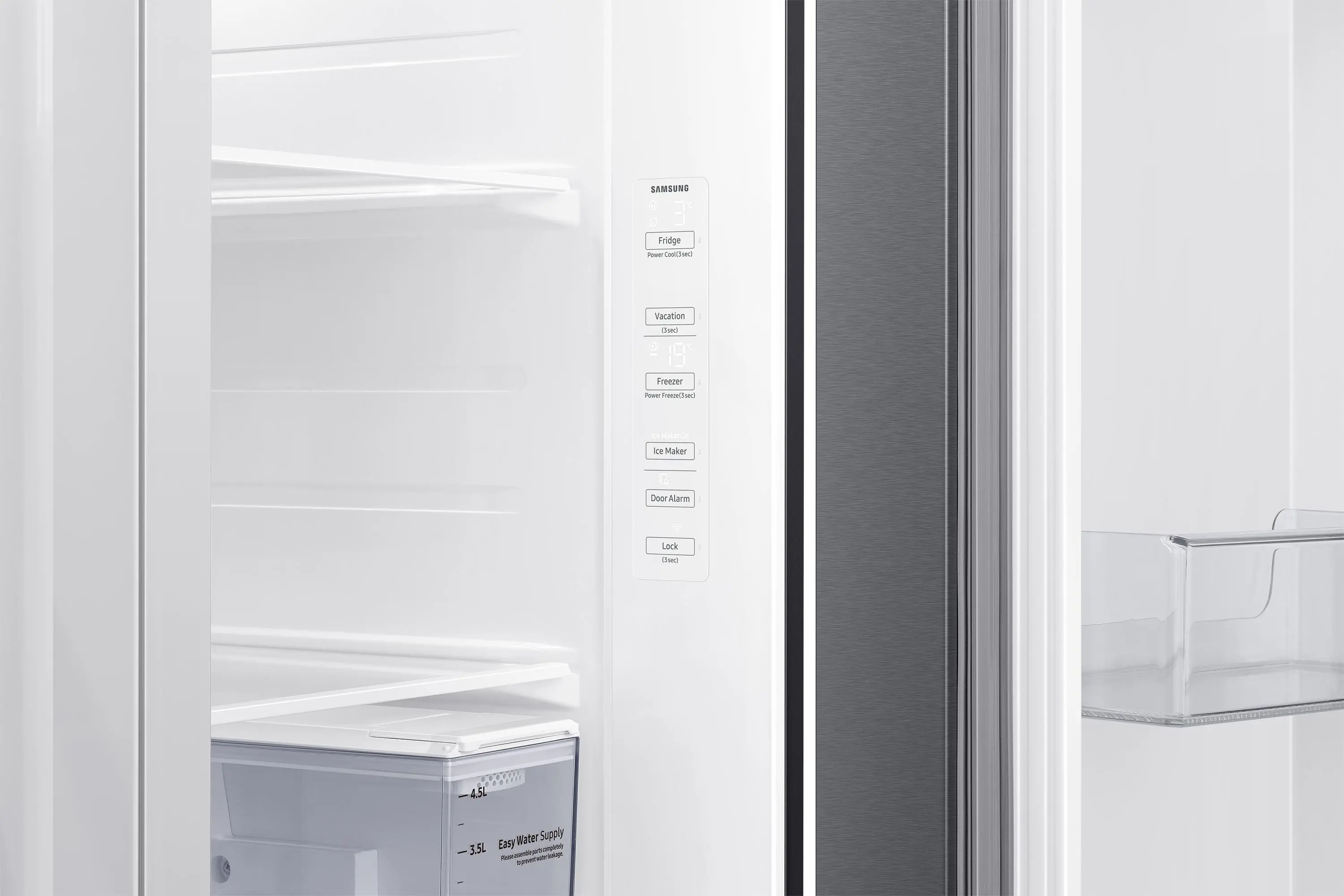 Lodówka Samsung SBS RS64DG5303S9 Pełny No Frost 178cm Dystrybutor wody Kostkarka automatyczna Zdalne sterowanie Srebrny