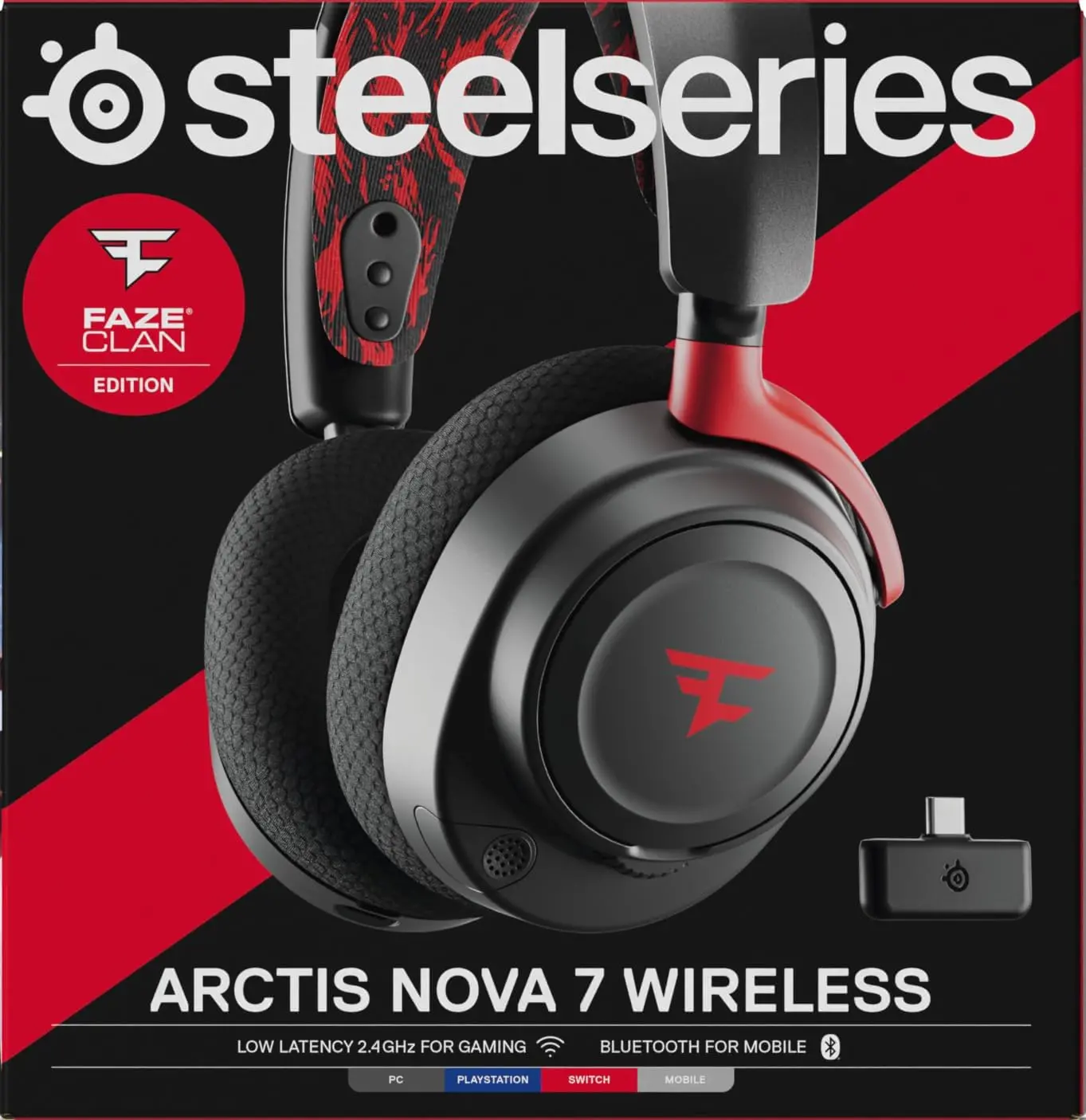 Słuchawki bezprzewodowe z mikrofonem SteelSeries Arctis Nova 7 Wireles FaZe Clan Limited Edition Nauszne