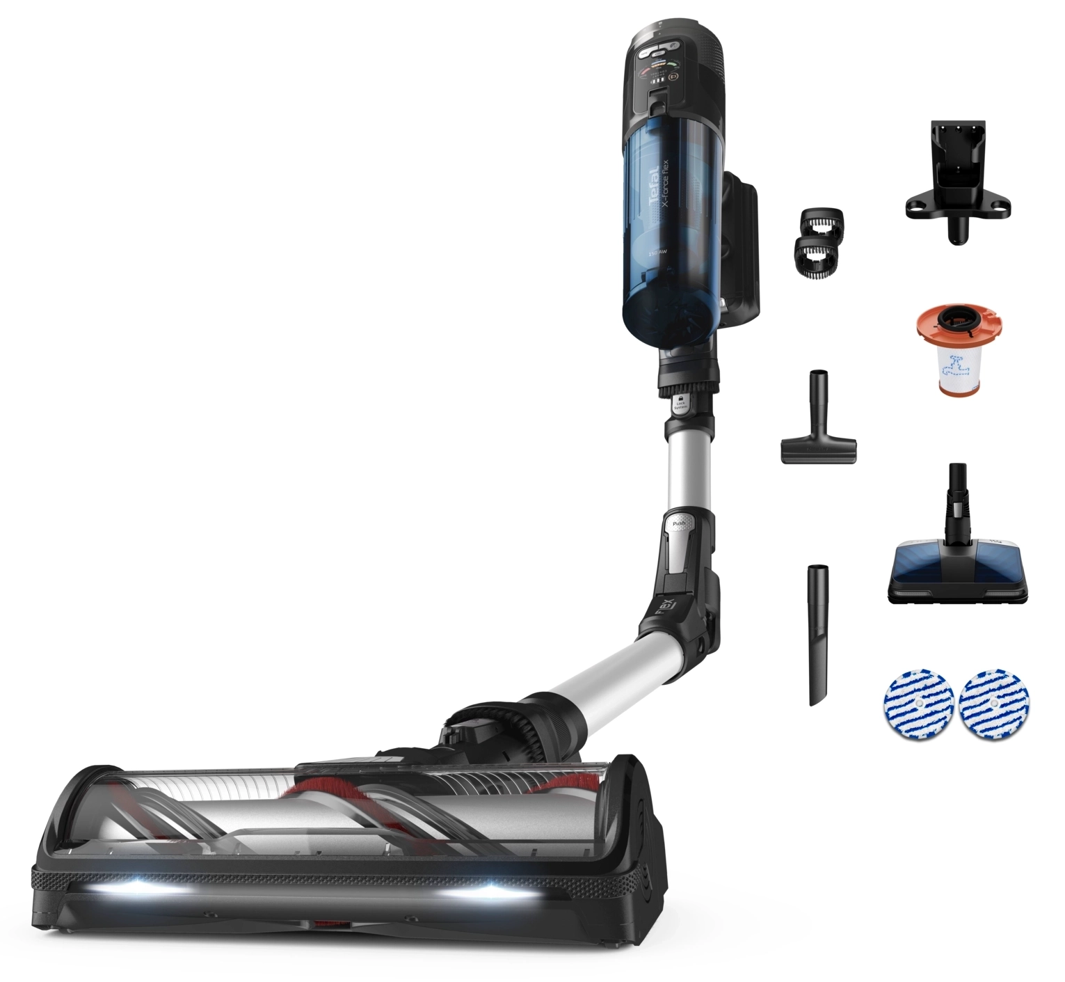 Odkurzacz bezprzewodowy Tefal X-Force Flex 13.60 TY9AC1 60min Funkcja mycia AeroSpin Aqua Wymienny akumulator