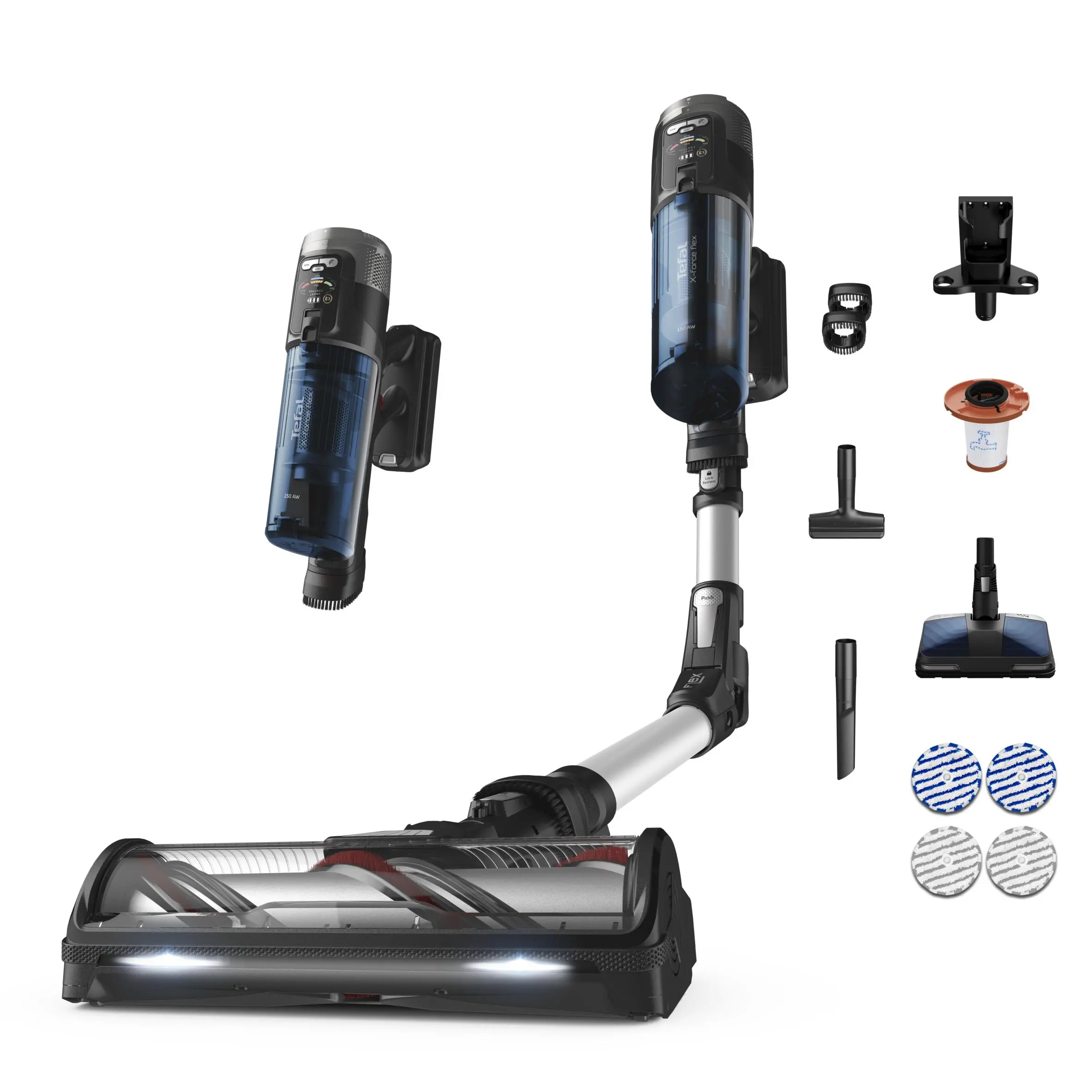 Odkurzacz Tefal X-Force Flex 13.60 TY9AC1 60min Funkcja mycia AeroSpin Aqua Wymienny akumulator