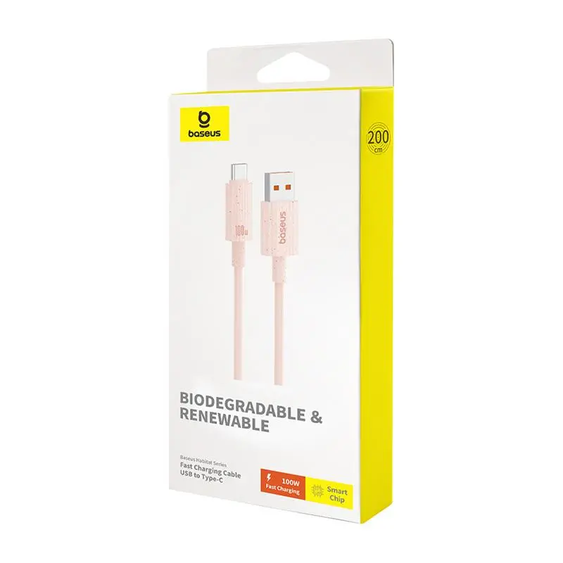 Kabel Baseus USB do USB-C Habitat Series 100W 2m Różowy