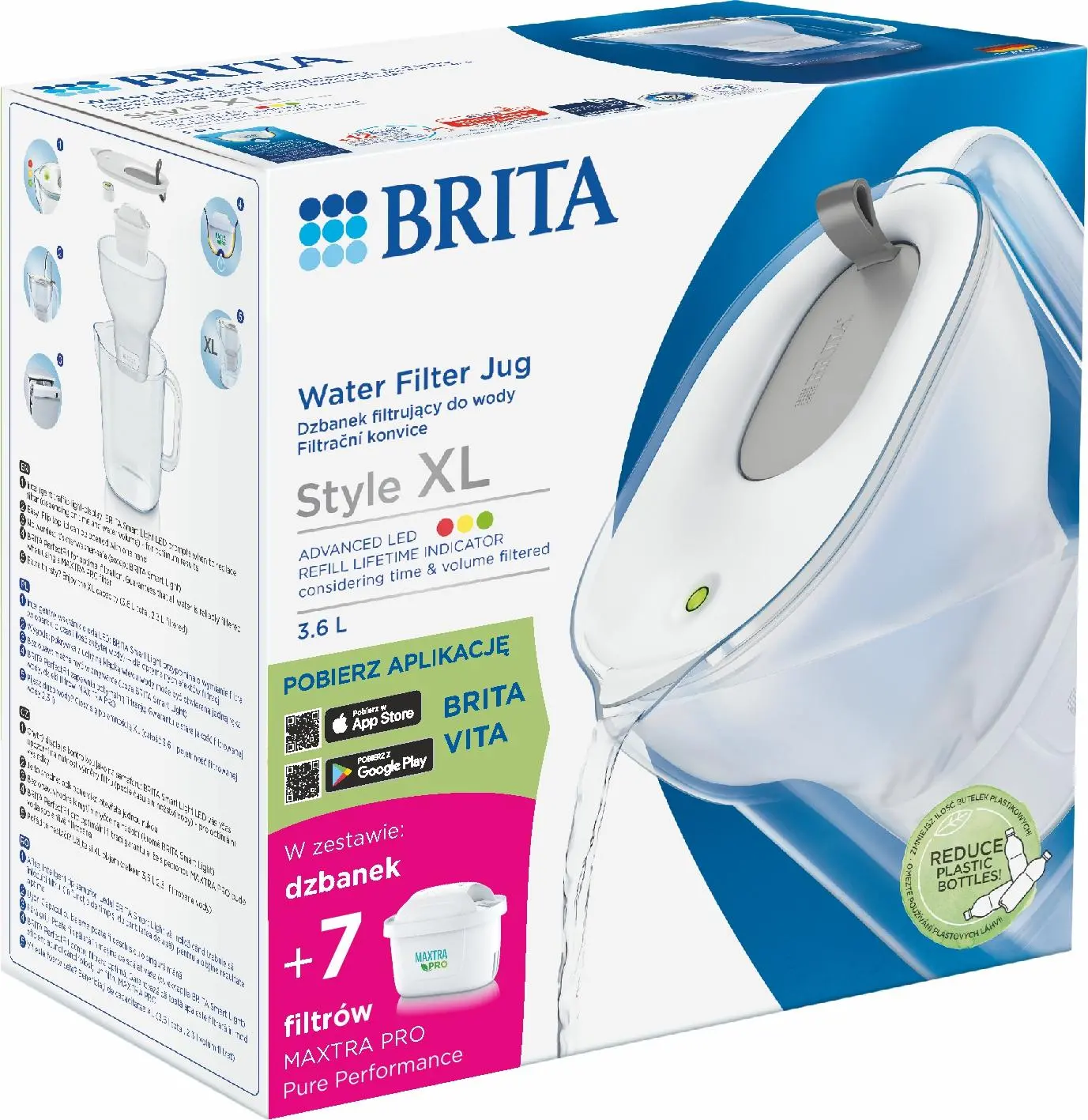Dzbanek filtrujący Brita Style XL 3,6l 7 wkładów Szary
