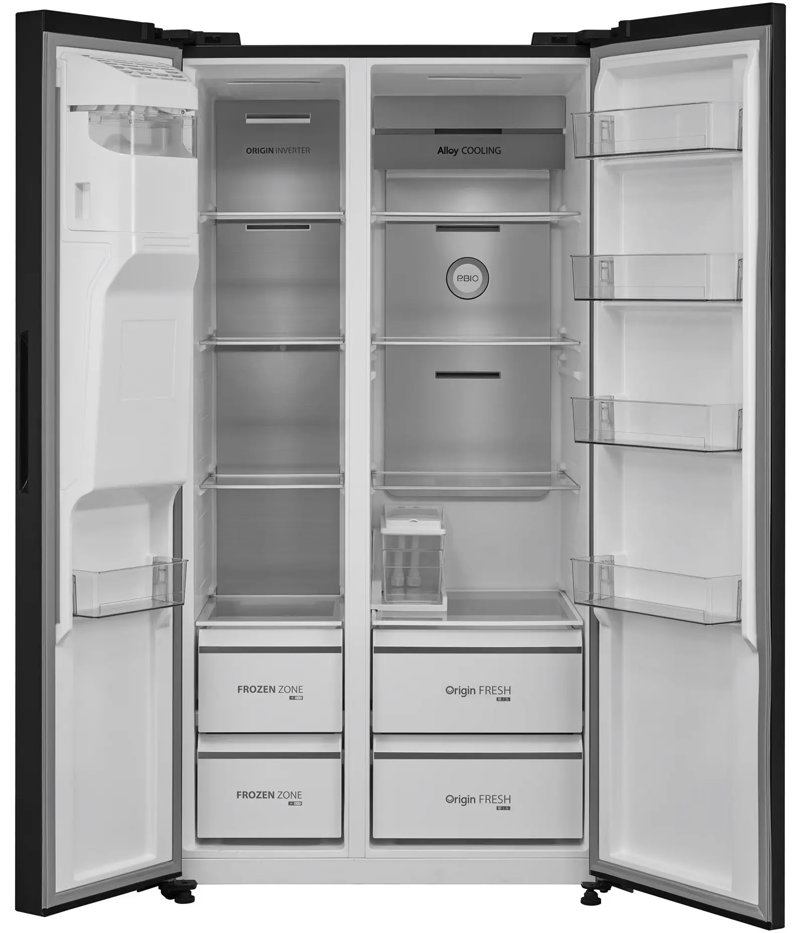Lodówka Toshiba SBS GR-RS755WI-PMJ(05) Pełny No Frost 177,5cm Dystrybutor wody Zdalne sterowanie Czarny Inox