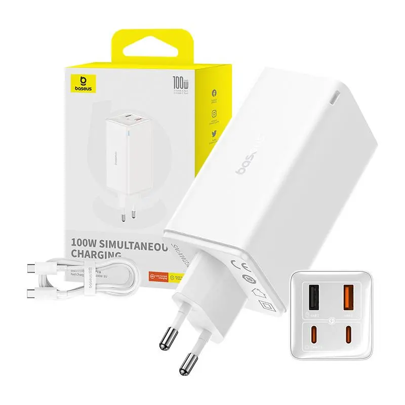 Ładowarka sieciowa Baseus GaN6 Pro 100W Biały