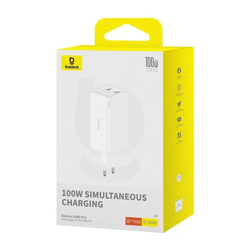 Ładowarka sieciowa Baseus GaN6 Pro 100W Biały