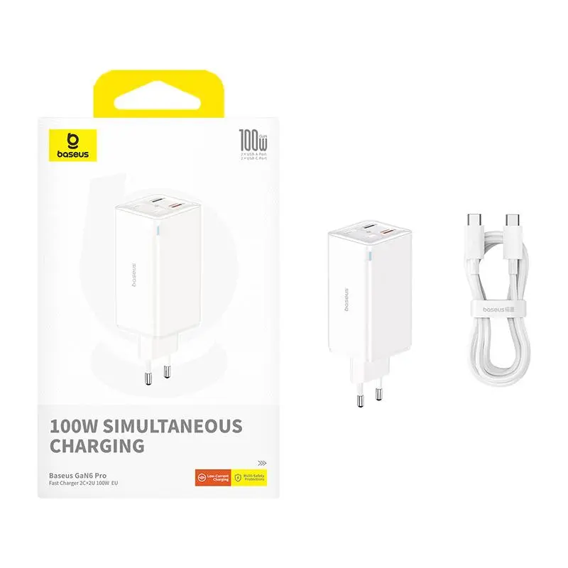 Ładowarka sieciowa Baseus GaN6 Pro 100W Biały
