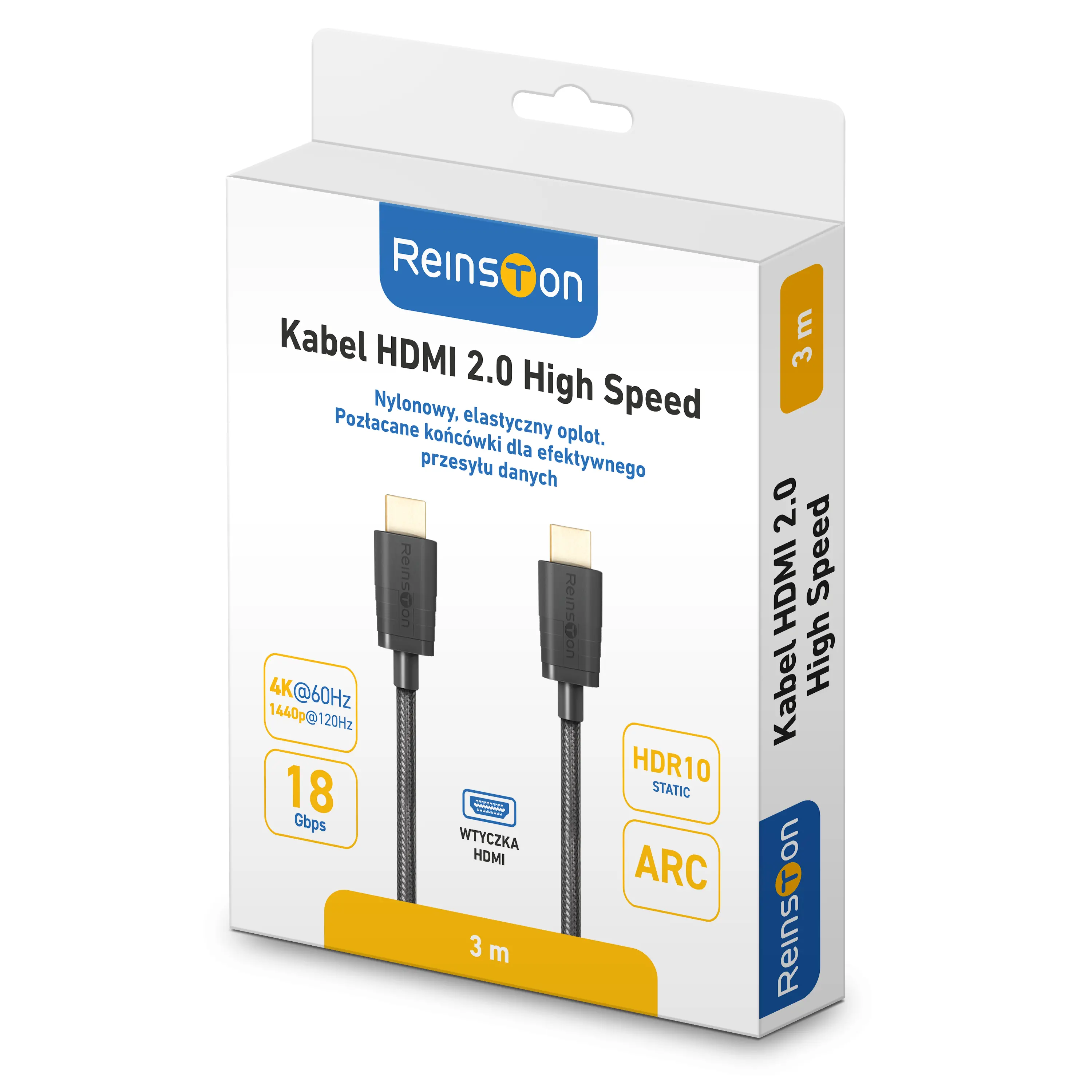 Kabel HDMI Reinston EK039 HDMI 2.0 3m Czarny