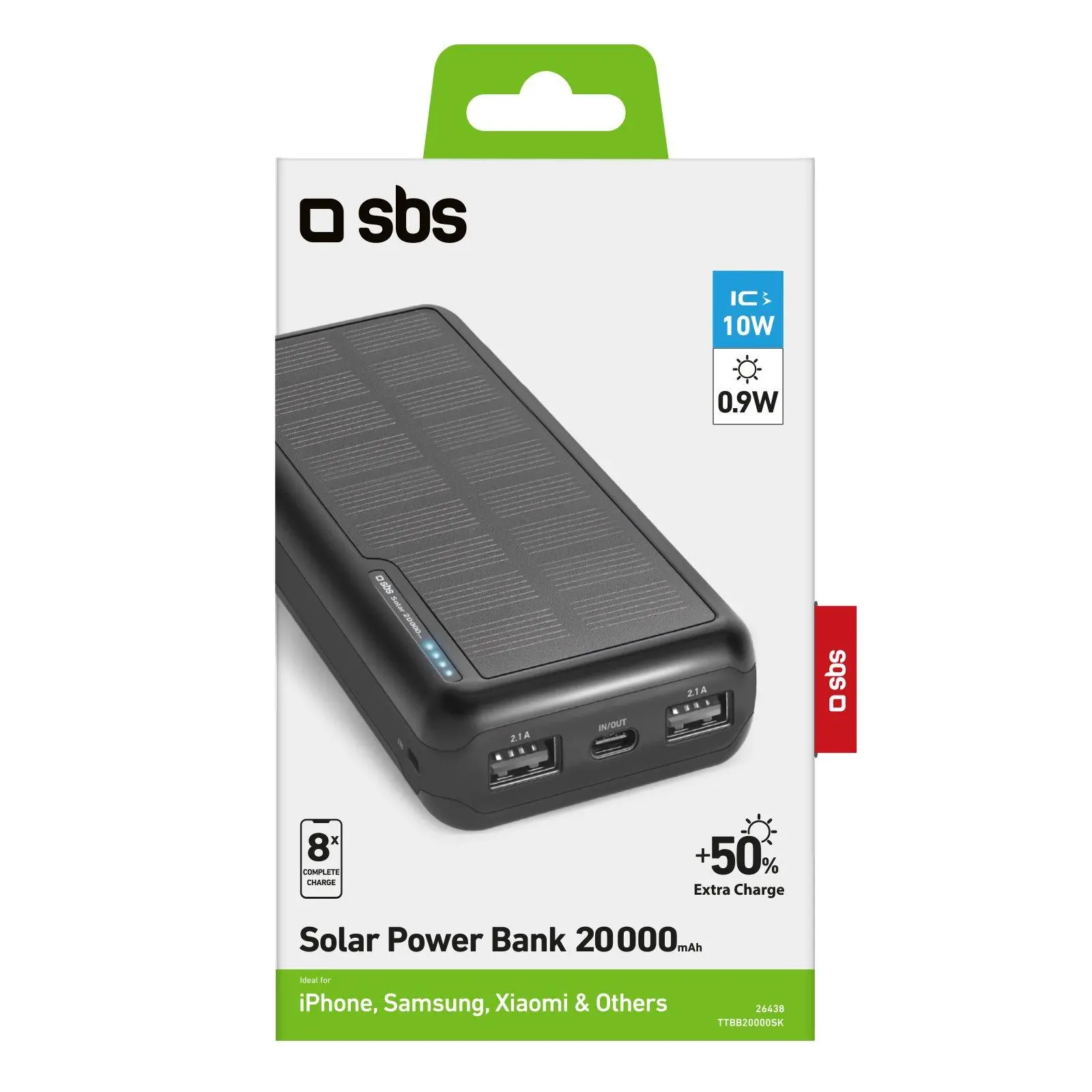 Powerbank solarny SBS TTBB20000SK 20000mAh 10W Czarny