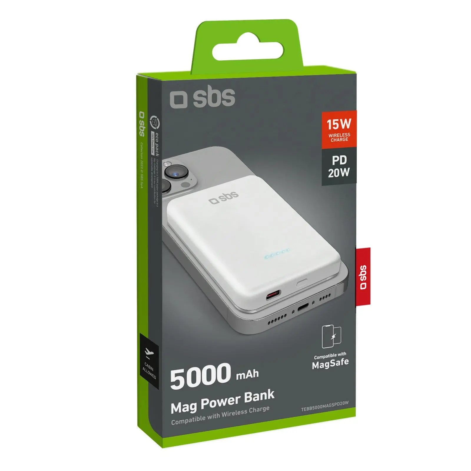 Powerbank SBS TEBB5000MAGSPD20W 5000mAH PD 20W Biały