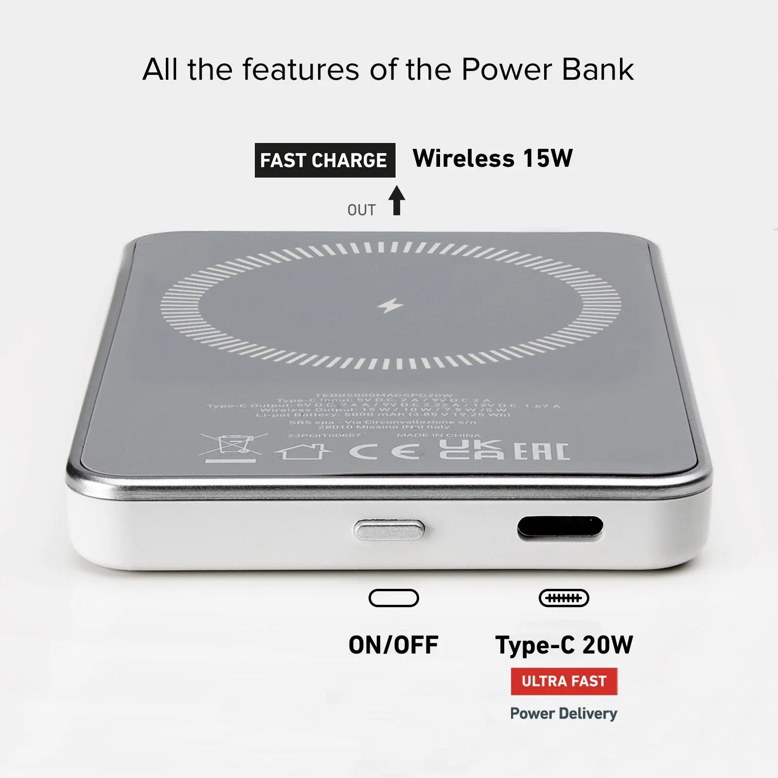 Powerbank SBS TEBB5000MAGSPD20W 5000mAH PD 20W Biały