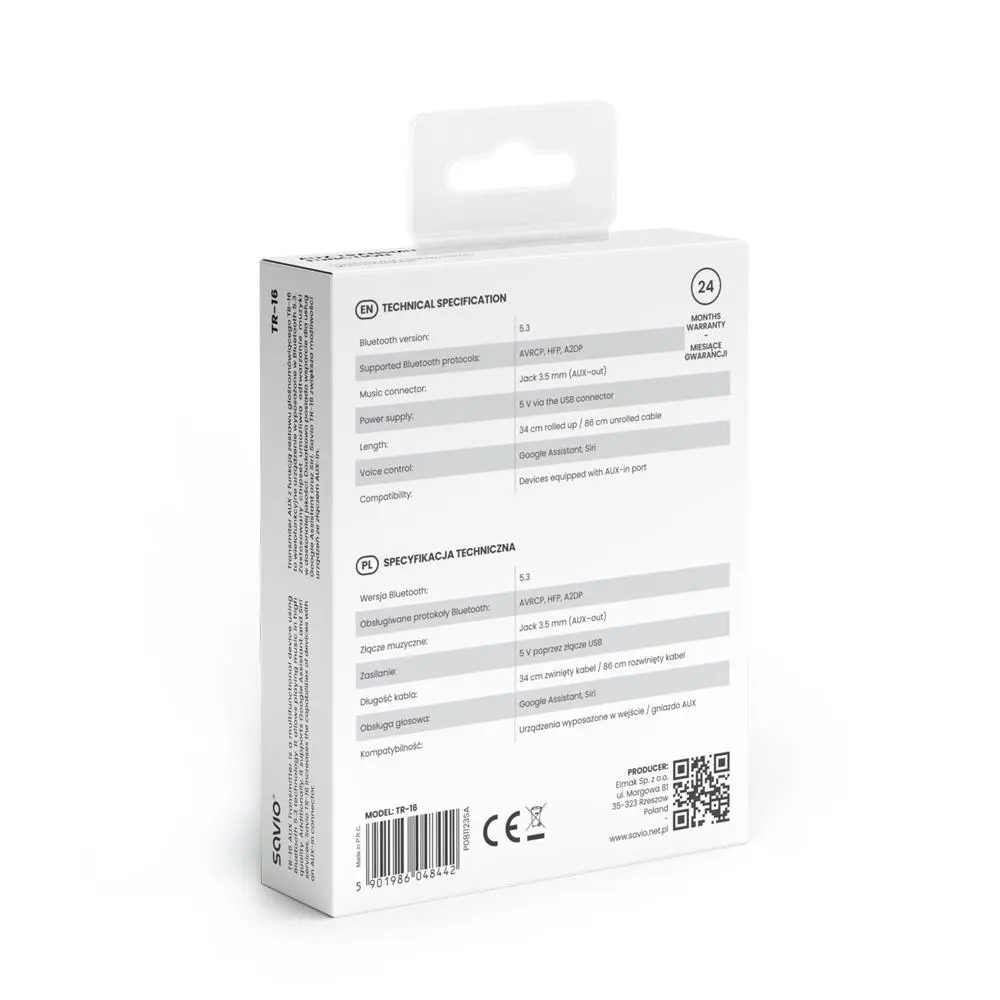 Adapter Bluetooth Savio TR-16 z funkcją zestawu głośnomówiącego