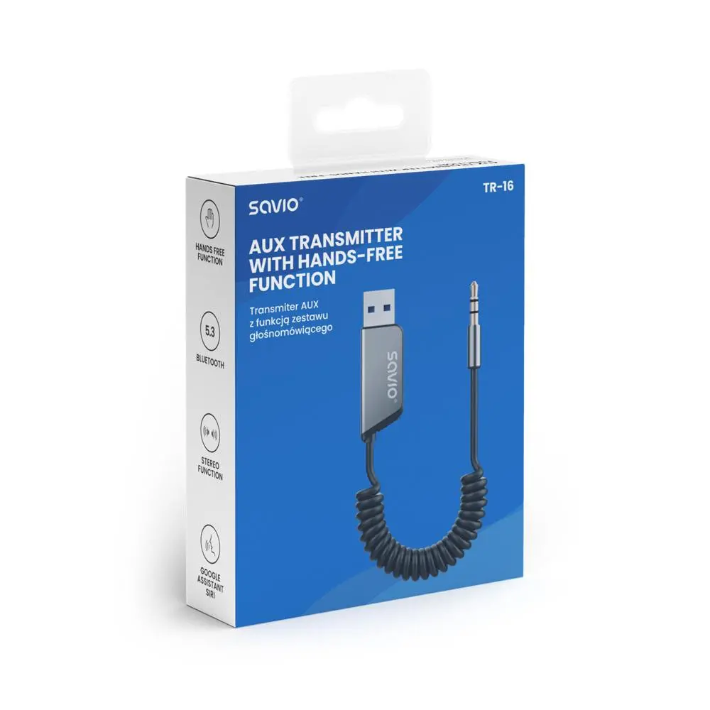 Adapter Bluetooth Savio TR-16 z funkcją zestawu głośnomówiącego