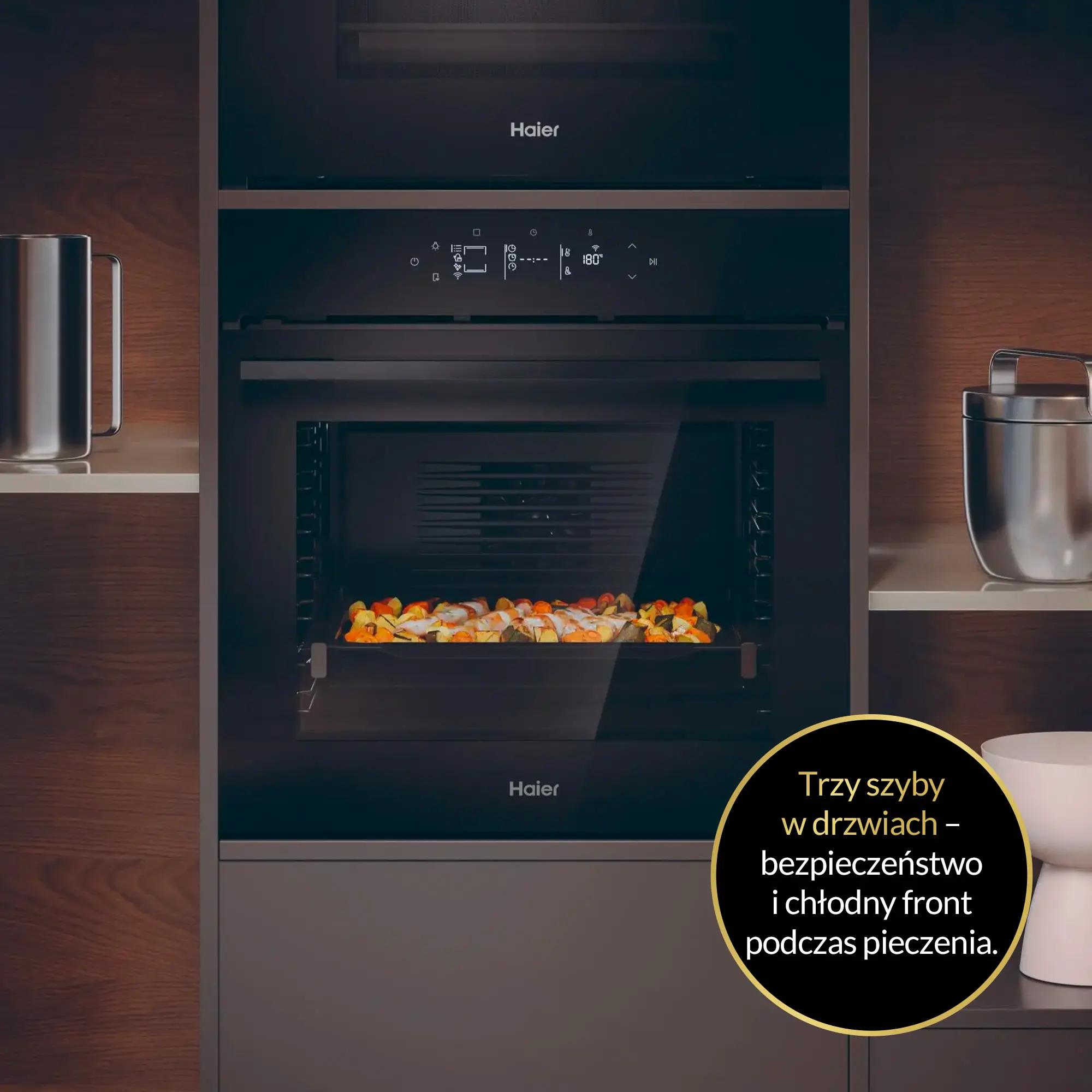 Piekarnik elektryczny Haier ID Series 4 H6 ID46G3HTB Termoobieg Zdalne sterowanie Czarny