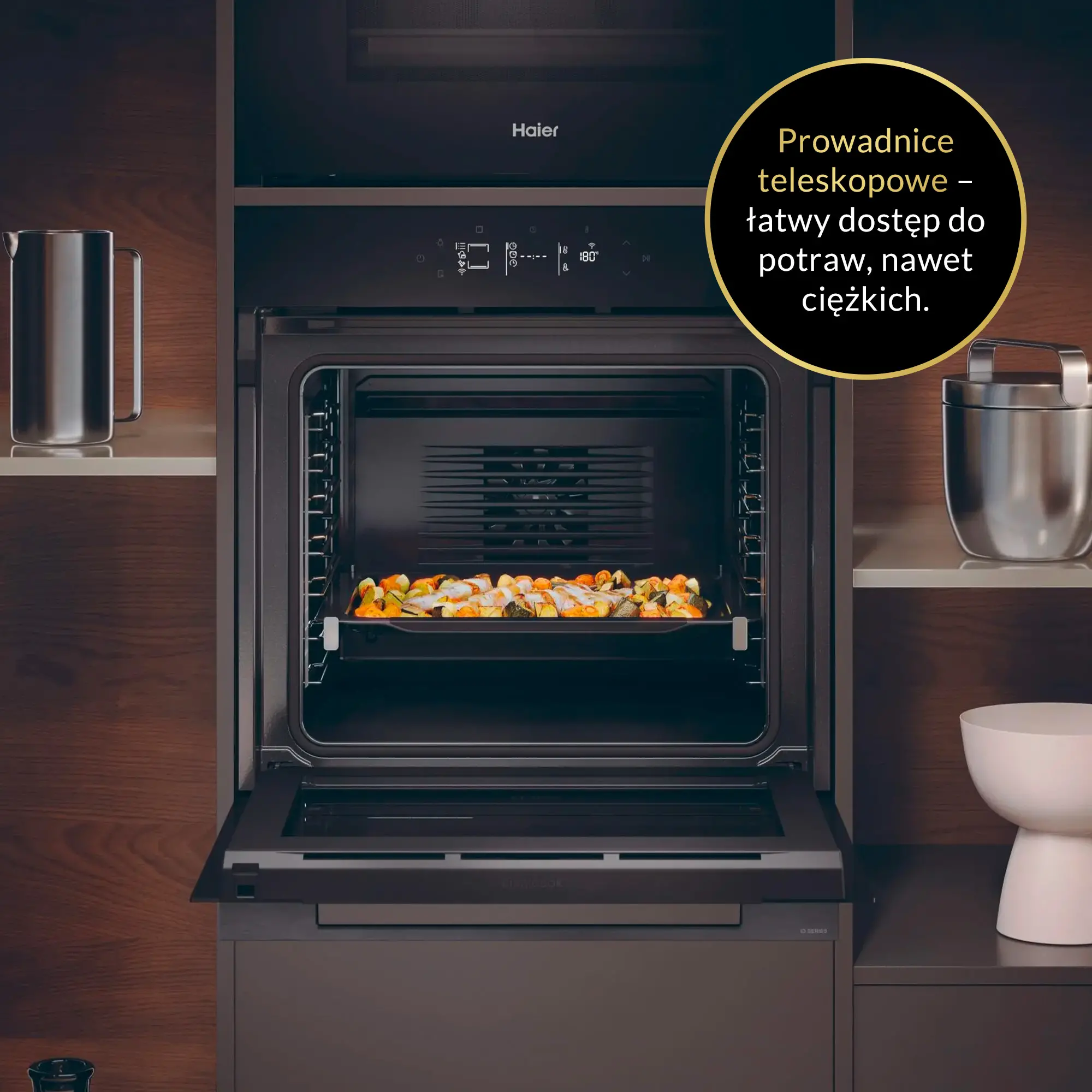 Piekarnik elektryczny Haier ID Series 4 H6 ID46G3HTB Termoobieg Zdalne sterowanie Czarny