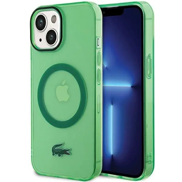 Etui Lacoste Transparent MagSafe do iPhone 15 Zielony