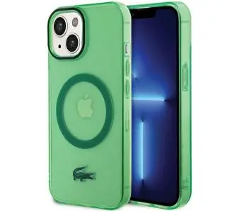 Etui Lacoste Transparent MagSafe do iPhone 15 Zielony