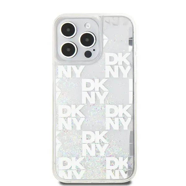 Etui DKNY Hardcase Liquid Glitter Multilogo do iPhone 15 Pro Max Biały
