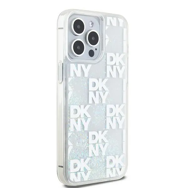 Etui DKNY Hardcase Liquid Glitter Multilogo do iPhone 15 Pro Max Biały