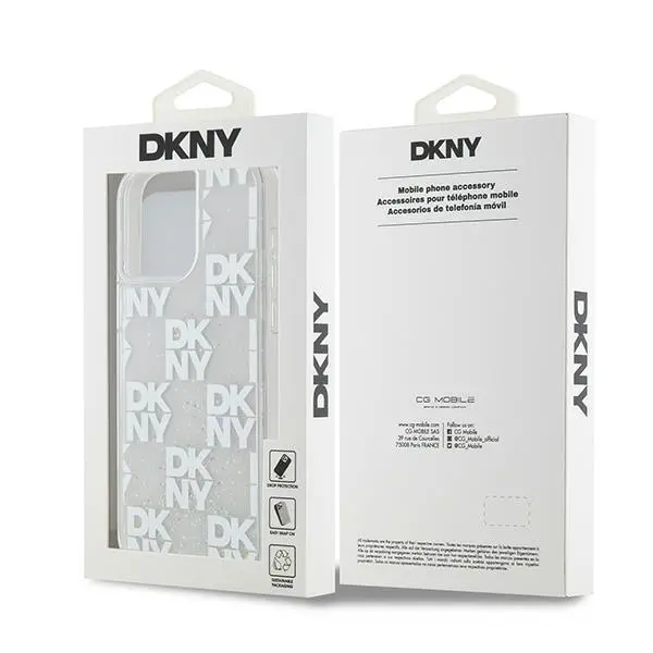 Etui DKNY Hardcase Liquid Glitter Multilogo do iPhone 15 Pro Max Biały