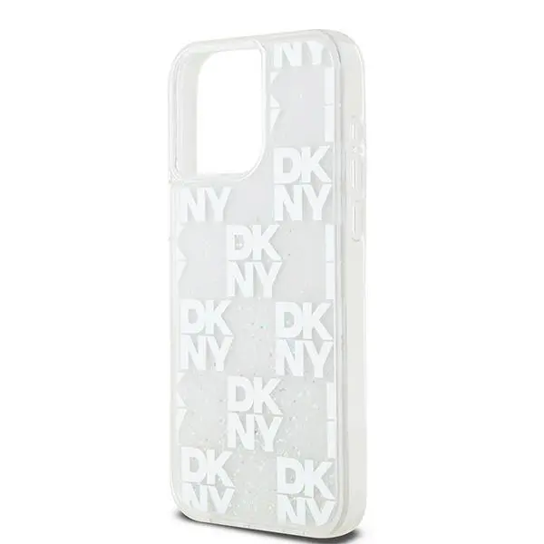 Etui DKNY Hardcase Liquid Glitter Multilogo do iPhone 15 Pro Max Biały