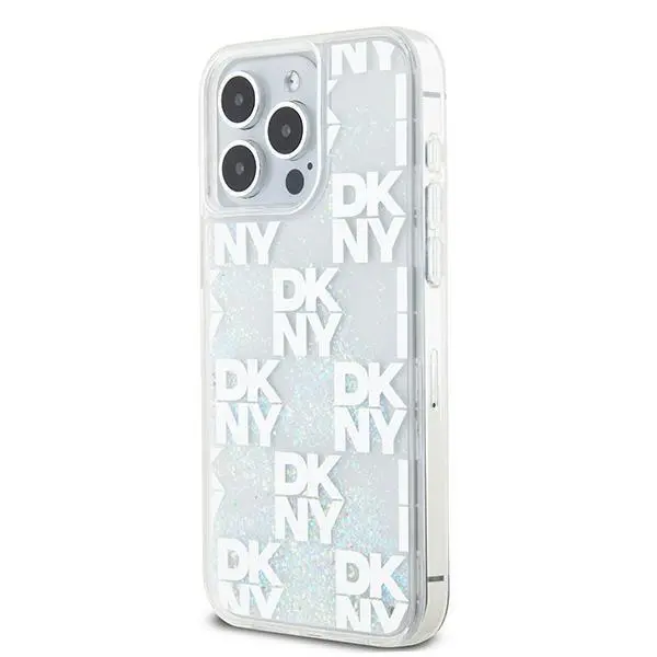 Etui DKNY Hardcase Liquid Glitter Multilogo do iPhone 15 Pro Max Biały