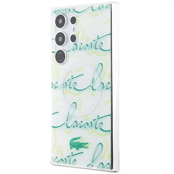 Etui Lacoste LCHMS24LUSCN Hardcase Logo Script MagSafe do Samsung Galaxy S24 Ultra Biały