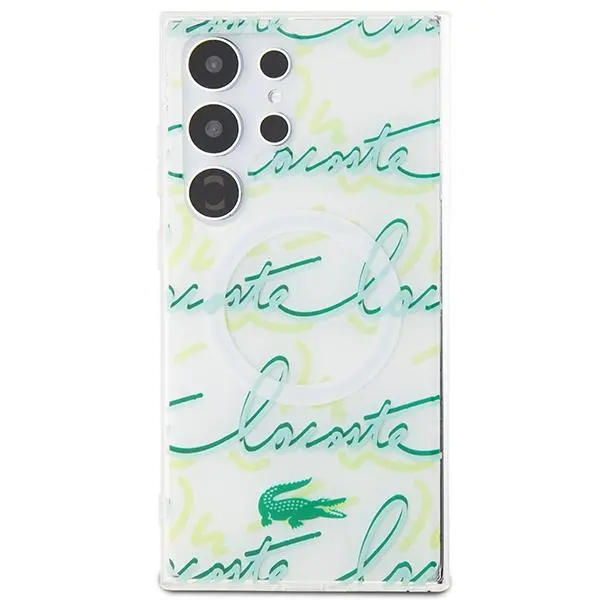 Etui Lacoste LCHMS24LUSCN Hardcase Logo Script MagSafe do Samsung Galaxy S24 Ultra Biały