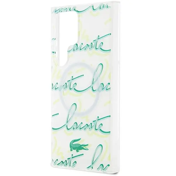 Etui Lacoste LCHMS24LUSCN Hardcase Logo Script MagSafe do Samsung Galaxy S24 Ultra Biały