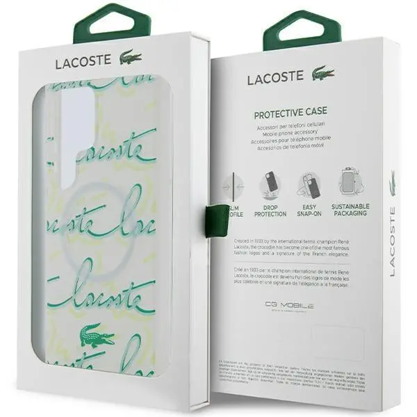 Etui Lacoste LCHMS24LUSCN Hardcase Logo Script MagSafe do Samsung Galaxy S24 Ultra Biały