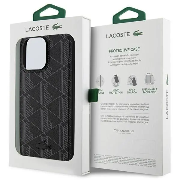 Etui Lacoste LCHMP15XPBSK Hardcase Blend Monogram MagSafe do iPhone 15 Pro Max Czarny