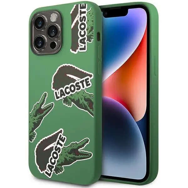 Etui Lacoste Silicone Allover Pattern do iPhone 14 Pro Max Zielony