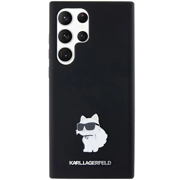 Etui Karl Lagerfeld Hardcase Silicone Choupette Metal Pin do Samsung Galaxy S24 Ultra Czarny
