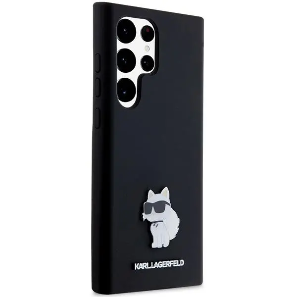Etui Karl Lagerfeld Hardcase Silicone Choupette Metal Pin do Samsung Galaxy S24 Ultra Czarny