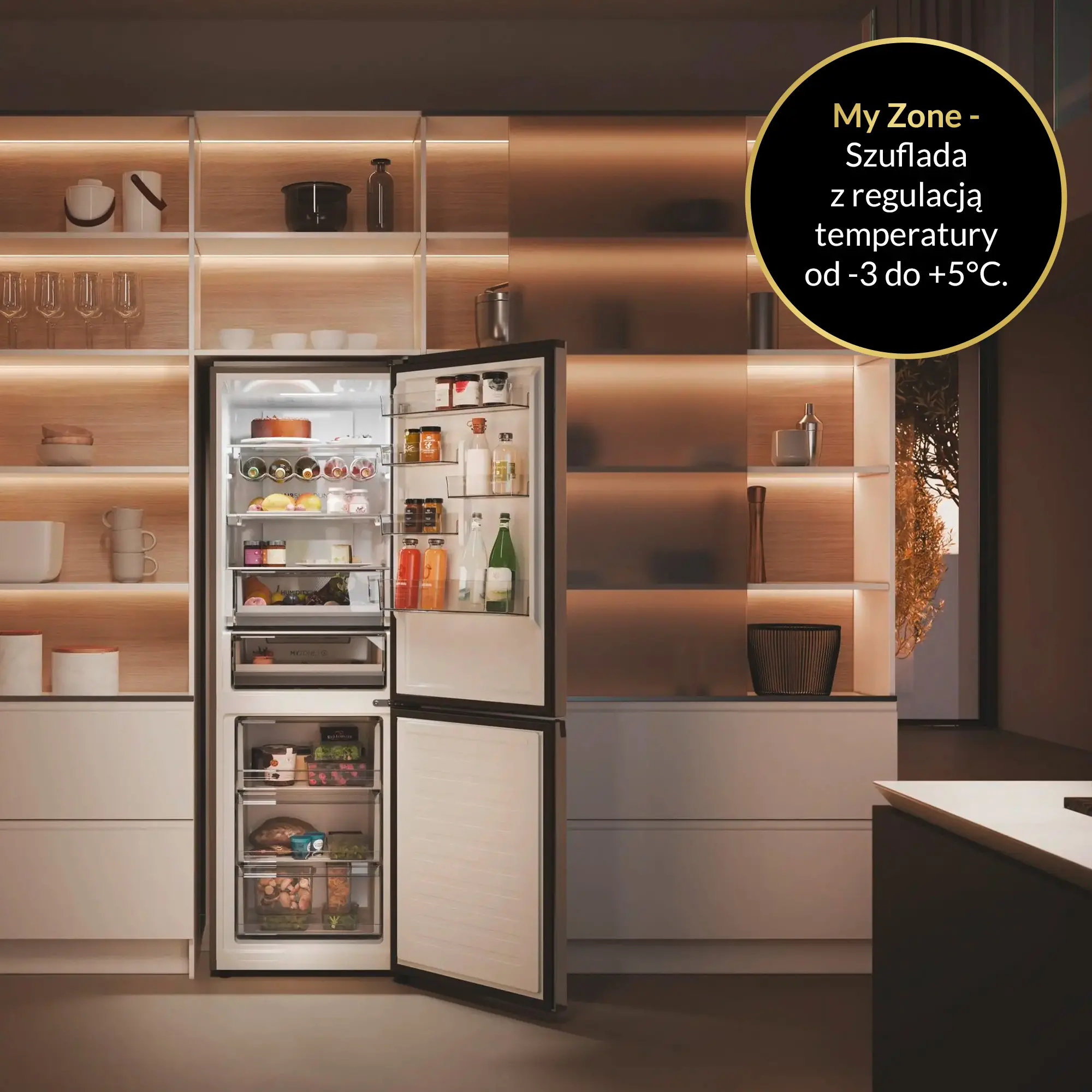 Lodówka Haier Seria 5 HDPW5618DNPD Pełny No Frost 185cm Szuflada z kontrolą wilgotności Zdalne sterowanie Dark Inox