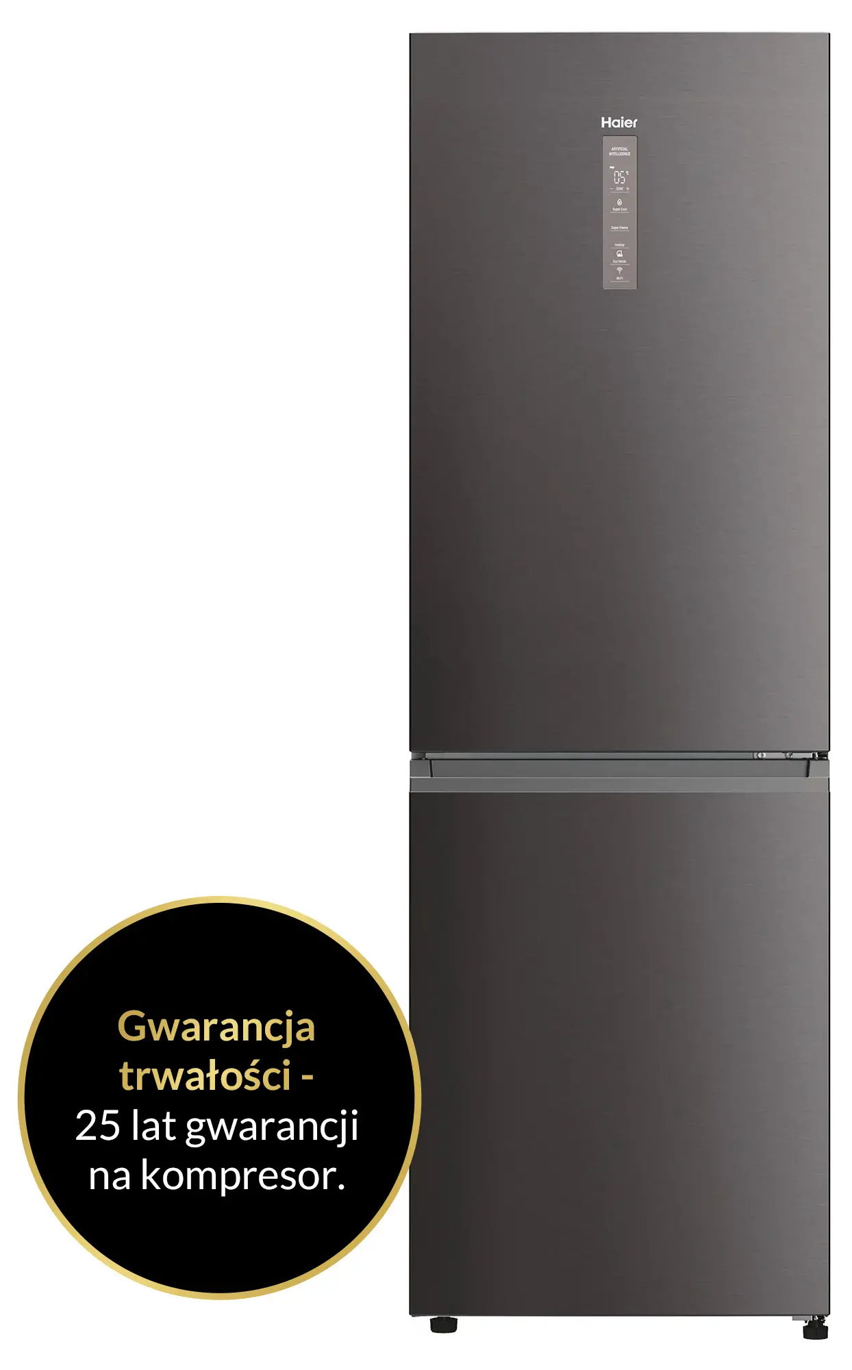 Lodówka Haier Seria 5 HDPW5618DNPD Pełny No Frost 185cm Szuflada z kontrolą wilgotności Zdalne sterowanie Dark Inox