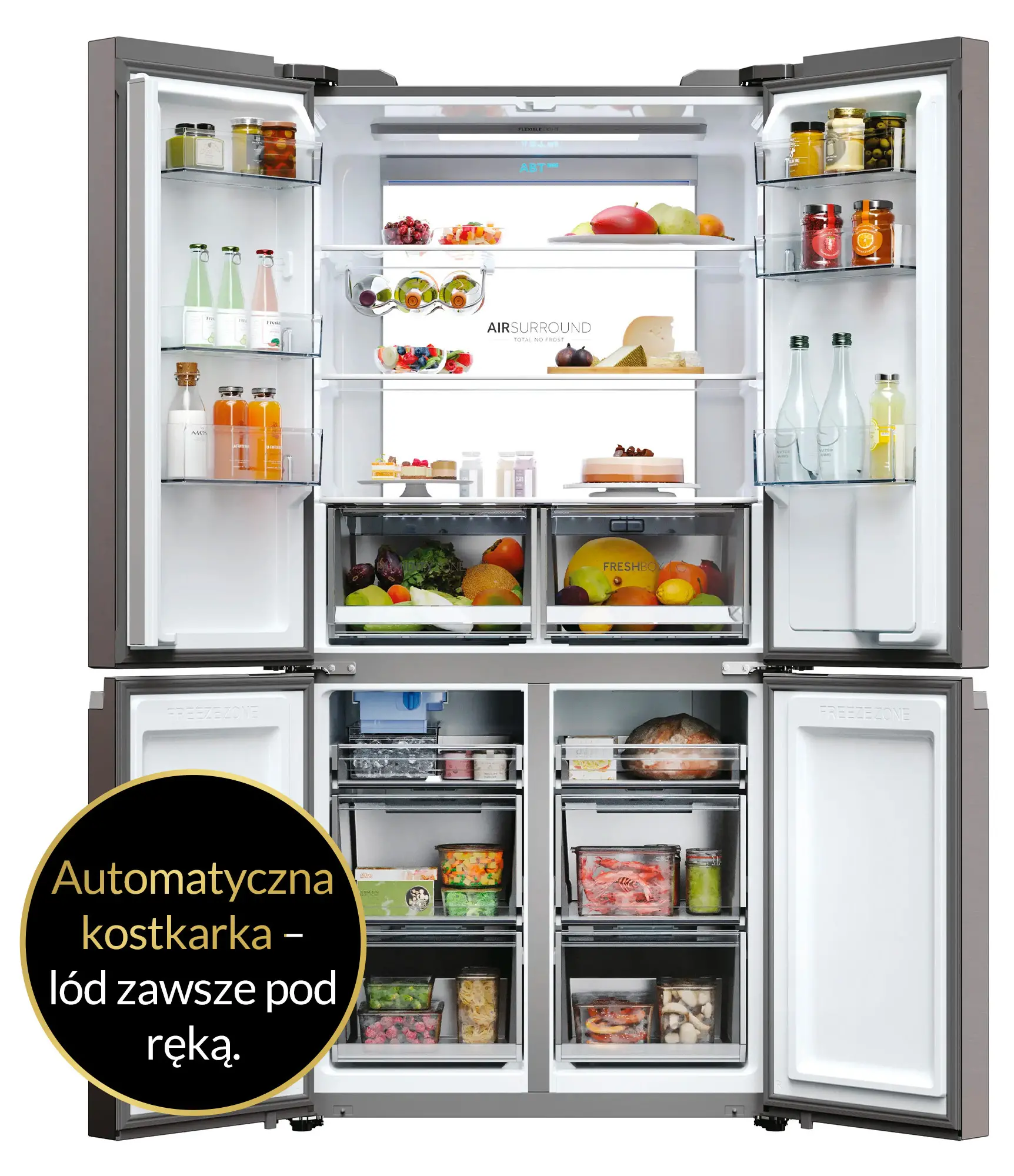 Lodówka Haier HCR79F19EHMD Pełny No Frost 190,5cm Dystrybutor wody Zdalne sterowanie Dark inox