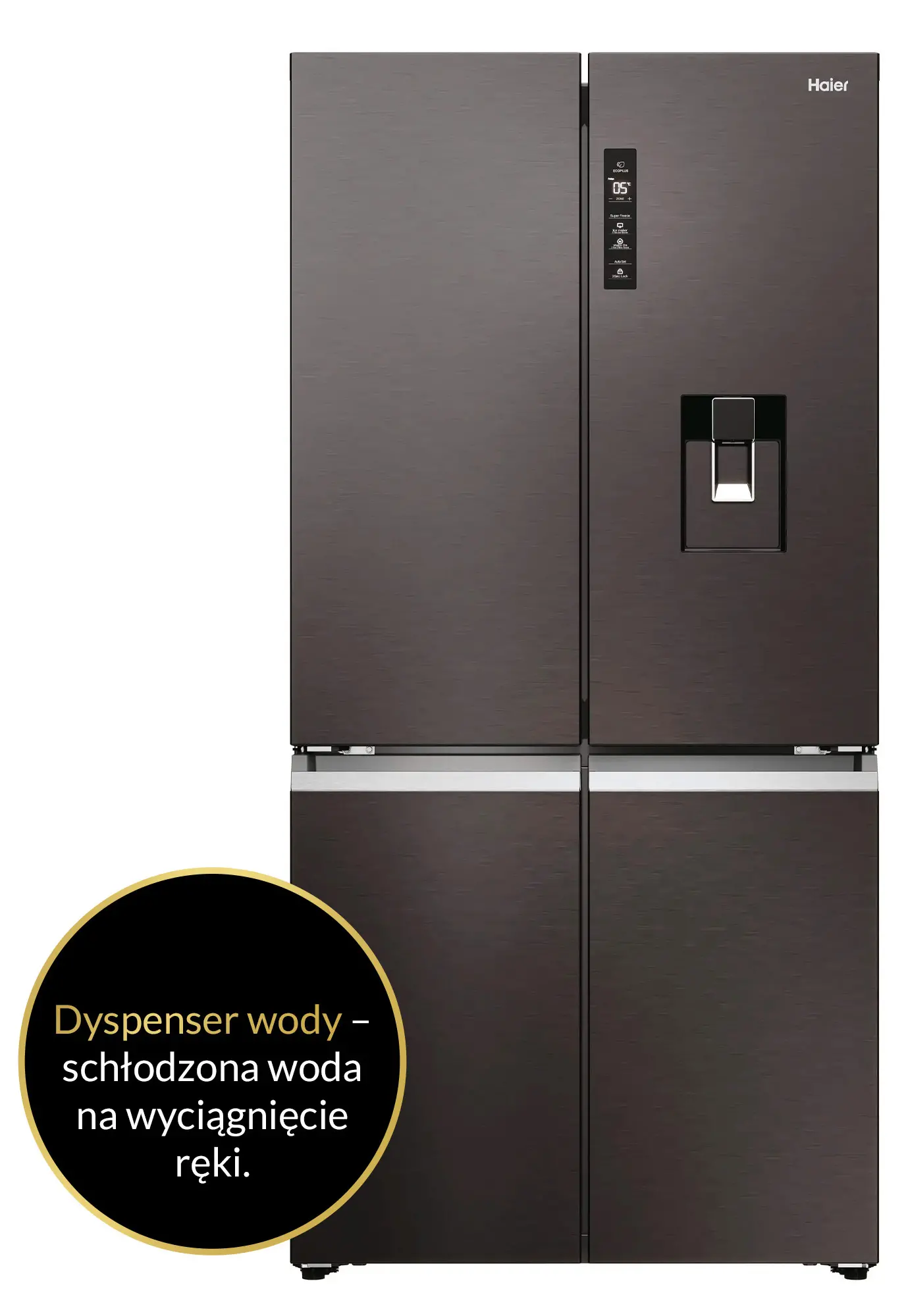 Lodówka Haier HCR79F19EHMD Pełny No Frost 190,5cm Dystrybutor wody Zdalne sterowanie Dark inox