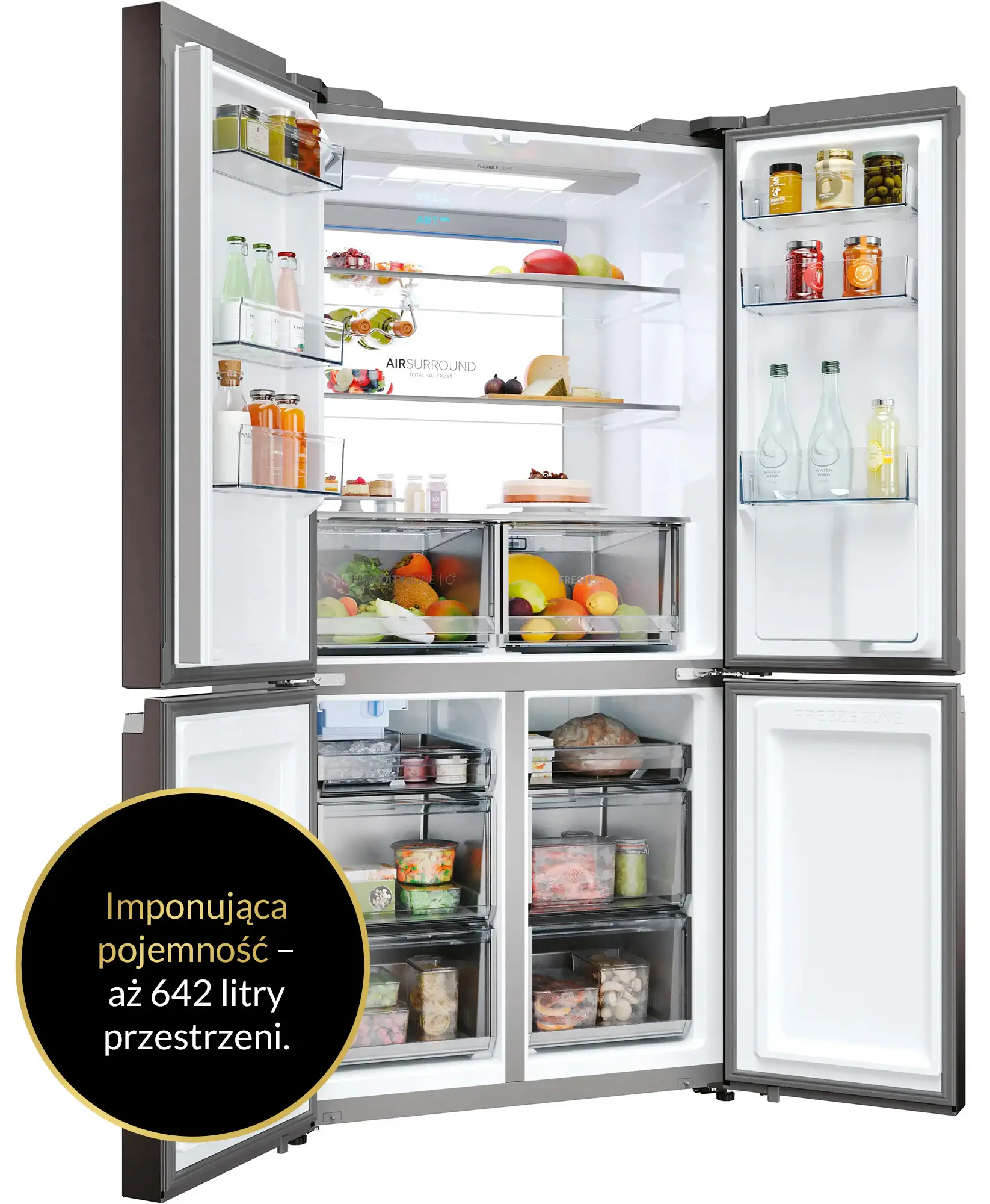 Lodówka Haier HCR79F19EHMD Pełny No Frost 190,5cm Dystrybutor wody Zdalne sterowanie Dark inox