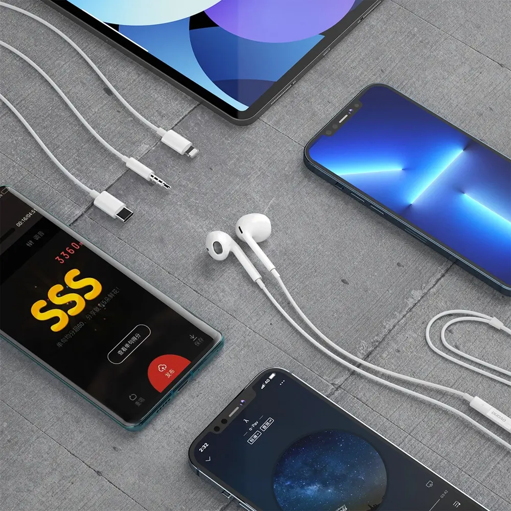 Słuchawki przewodowe Dudao X14PROT USB-C Douszne Biały