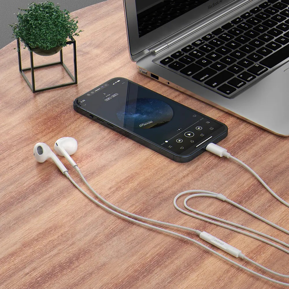 Słuchawki przewodowe Dudao X14PROT USB-C Douszne Biały