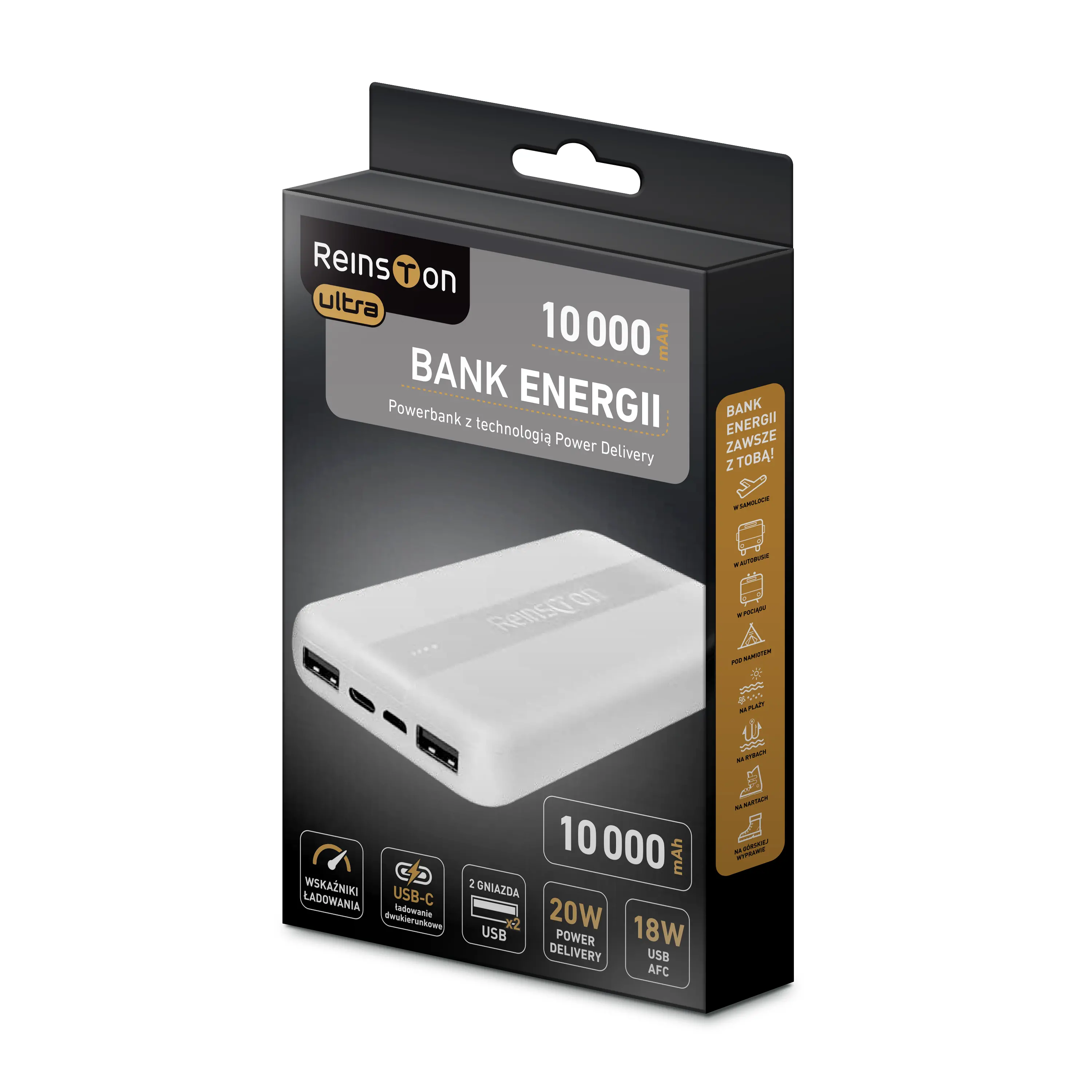 Powerbank Reinston EPB10PD20W 10000mAh PD 20W Biały